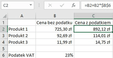 Obrazek przedstawiający Adresowanie Bezwzględne Excel