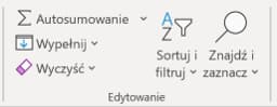 Obrazek przedstawiający Pole Edytowanie - Autosumowanie Excel