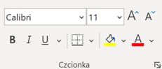 Obrazek przedstawiający Pole Czcionke w Excelu