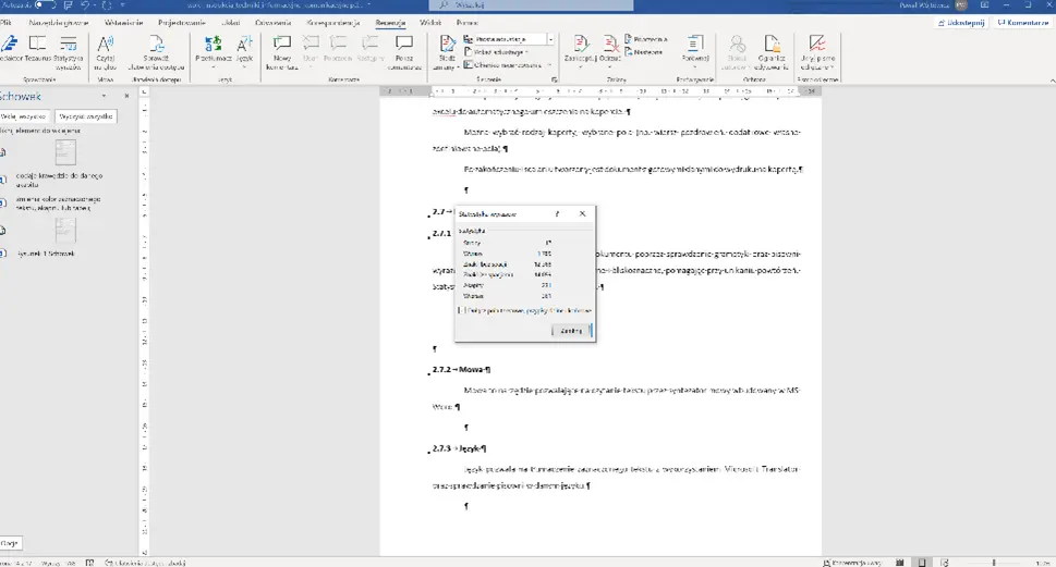 Obrazek przedstawiający Statystykę wyrazów w Wordzie