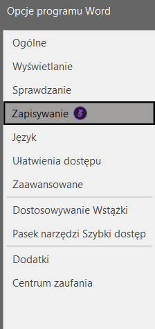 Obrazek Ustawianie folderu domyślnego Word krok 3