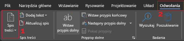 Wstawianie spisu treści