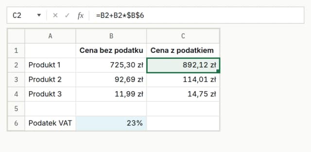Obrazek przedstawiający Adresowanie Bezwzględne Excel