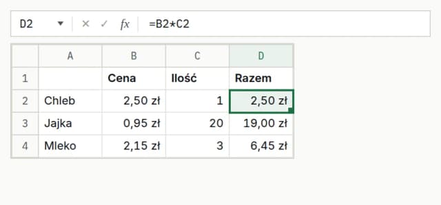 Obrazek przedstawiający Adresowanie Względne Excel